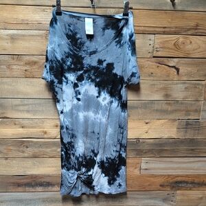 Time and Tru Black and Gray Tie-Dye Short Sleeve Tee